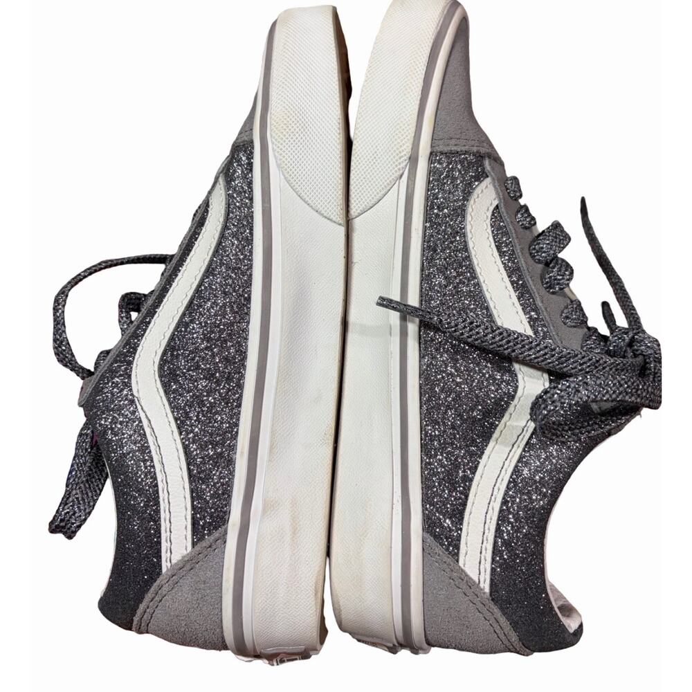 Vans SK8-Low Top Glitter Silver Sneakers Gunmetal Gray Women's Size 6 Sparkle - Picture 5 of 8
